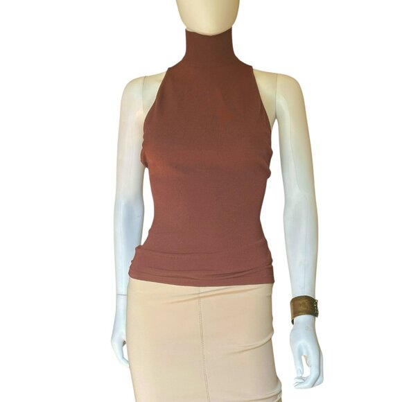 NW Dolce Gabbana Sienna Brown Backless Knit Top - Picture 3 of 11